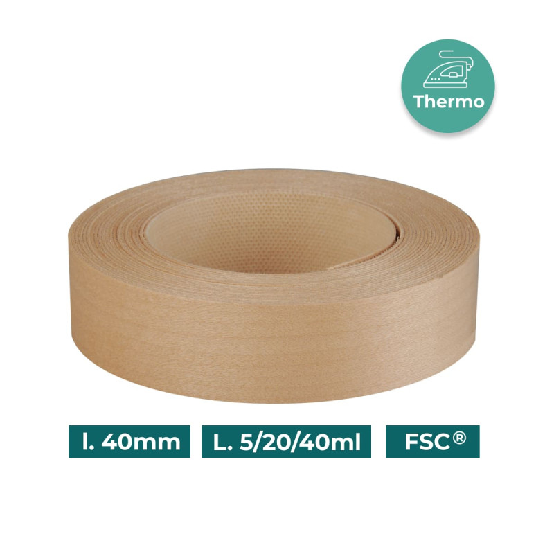 Bande de chant Érable Bois véritable pré-encollé 23mm