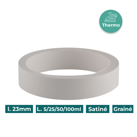 Bande de chant Mélaminée 23mm pré-encollé Blanc P099 Satiné Grainé