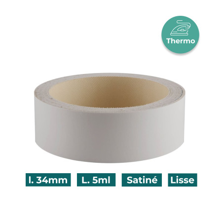 Bande de chant Mélaminée 34mm pré-encollé Blanc P099 Satiné Lisse