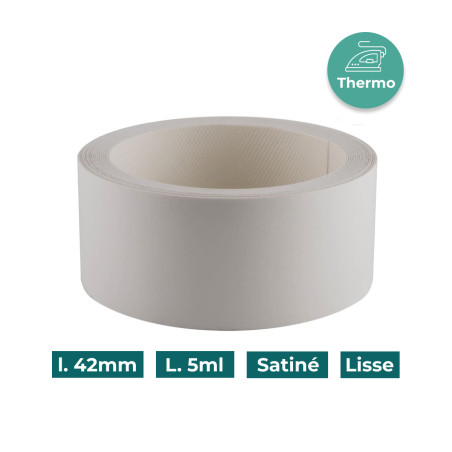 Bande de chant Mélaminée 42mm pré-encollé Blanc P099 Satiné Lisse