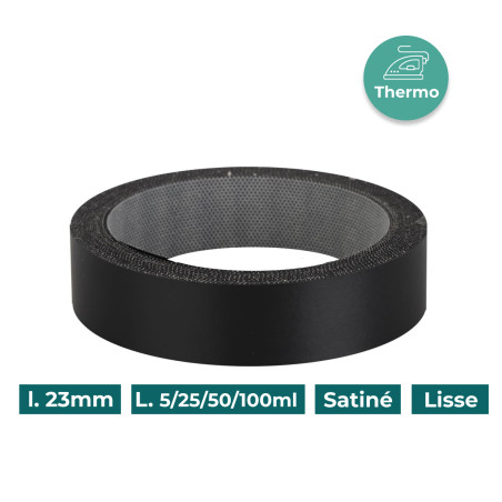 Bande de chant Noir I264 23mm Mélaminée pré-encollé Satiné Lisse