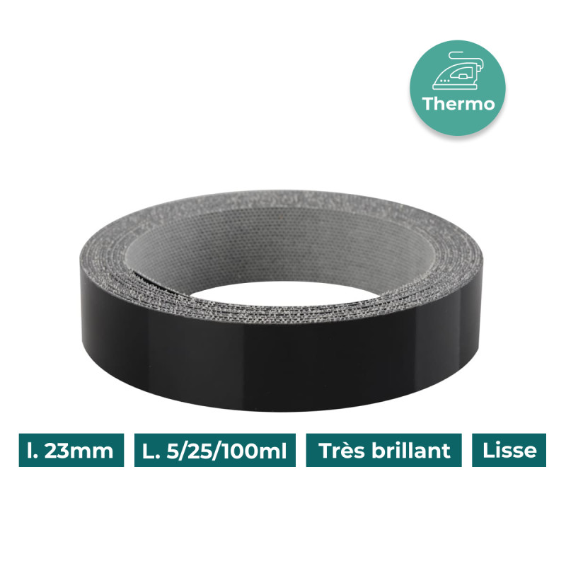 Bande de chant Noir I264 23mm Mélaminée pré-encollé Très Brillant Lisse