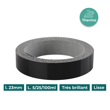 Bande de chant Noir I264 23mm Mélaminée pré-encollé Très Brillant Lisse