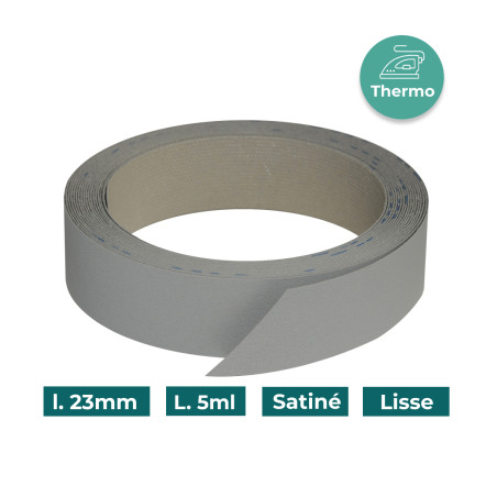 Bande de chant Gris perle P1001 23mm Mélaminée pré-encollé Satiné Lisse