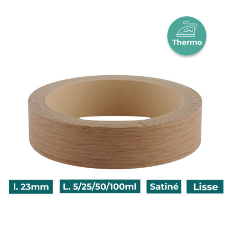 Bande de chant Chêne naturel W31623mm Mélaminée pré-encollé Satiné Lisse