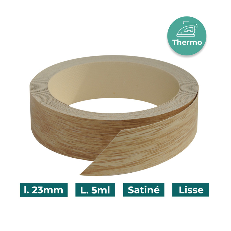 Bande de chant Chêne clair scié W1635 23mm Mélaminée pré-encollé Satiné Lisse