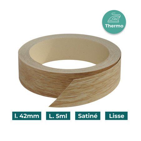 Bande de chant Chêne clair scié W1635 42mm Mélaminée pré-encollé Satiné Lisse