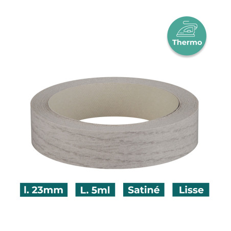 Bande de chant Chêne grisé W1857 23mm Mélaminée pré-encollé Satiné Lisse