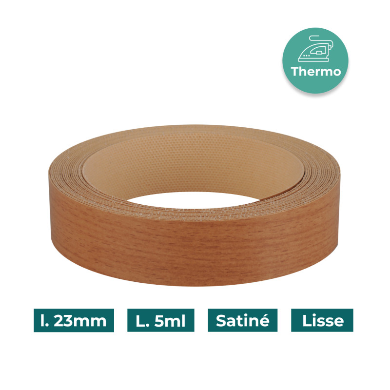 Bande de chant Hêtre W522 23mm Mélaminée pré-encollé Satiné Lisse