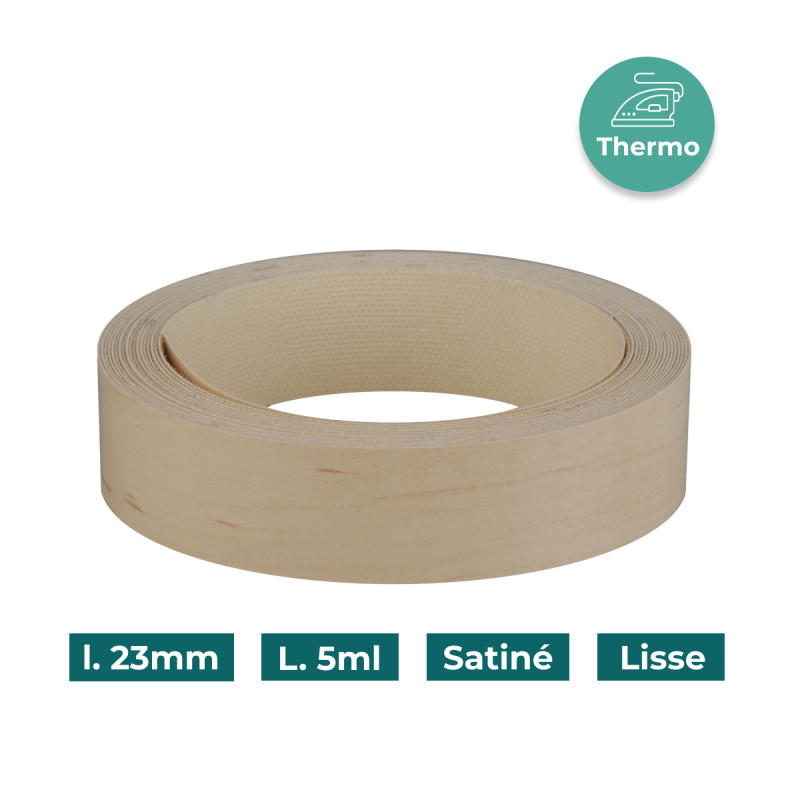 Bande de chant Bouleau / Erable W1421 23mm Mélaminée pré-encollé Satiné Lisse