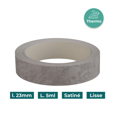 Bande de chant Béton brossé F5000 23mm Mélaminée pré-encollé Satiné Lisse