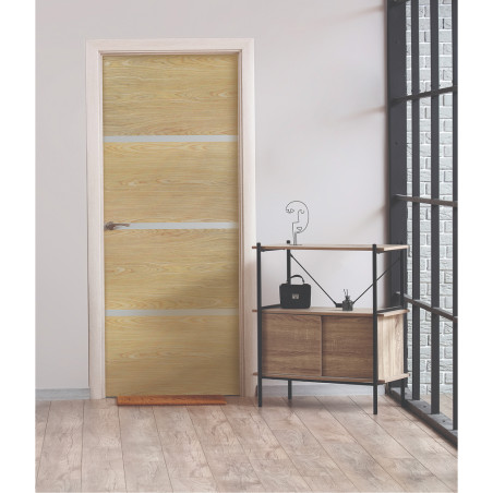 Kit de rénovation de porte décor chêne pour porte intérieure profil alu