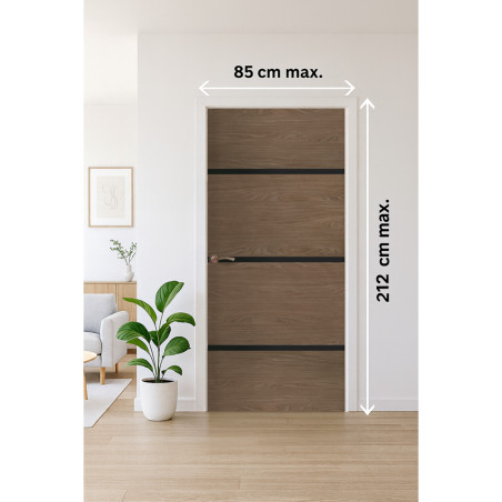Kit de rénovation de porte décor chêne fumé pour porte intérieure profil noir dimensions