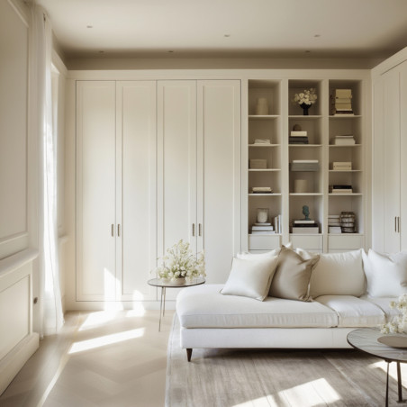 Porte de placard avec moulure plate dans salon