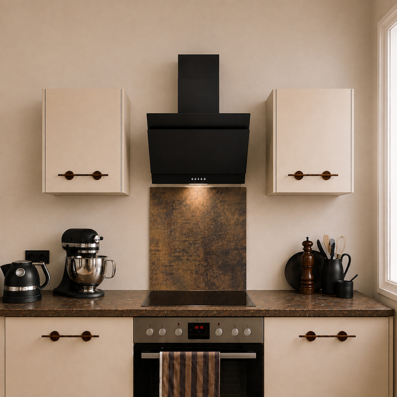 Fond de hotte décor rouille