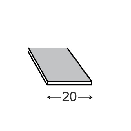 Plat alu brut 20x2mm 1m
