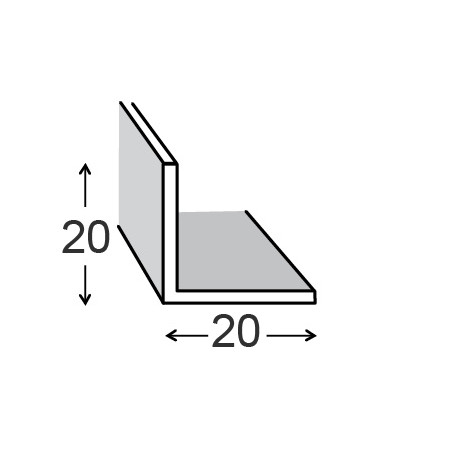 Cornière alu brut 20x20x1,5mm 1m