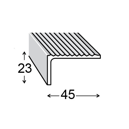 Nez de marche alu brut 45x23mm 1m