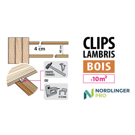Clips lambris bois pose murale 3mm