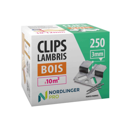 Clips lambris bois pose murale 3mm