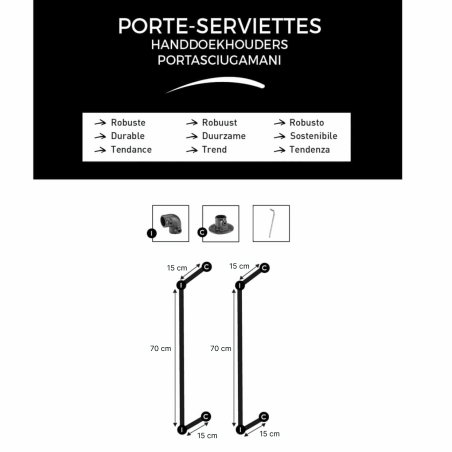 Porte serviette mural noir et design