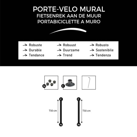 Porte vélo mural kit complet