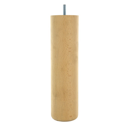 Pied de meuble rond hêtre brut Ø68 mm H250 mm