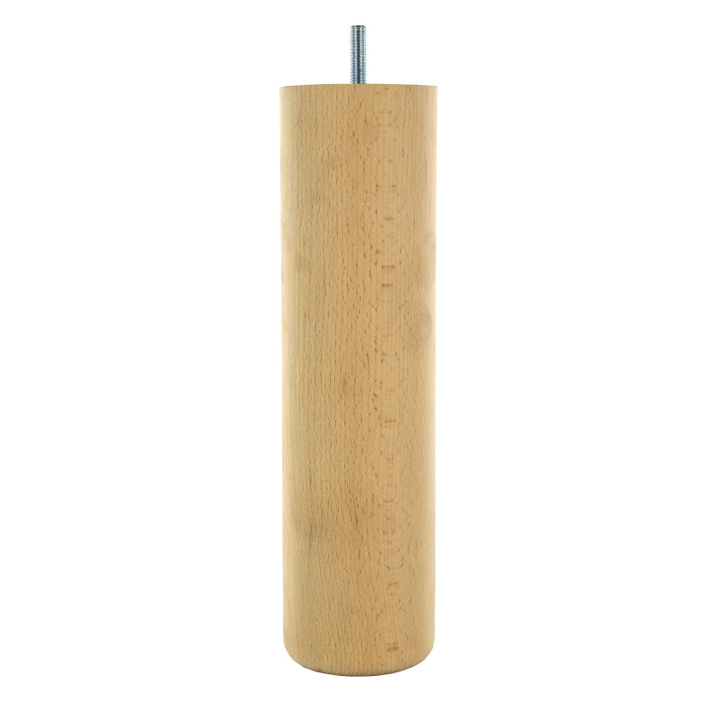 Pied de meuble rond hêtre brut Ø68 mm H250 mm