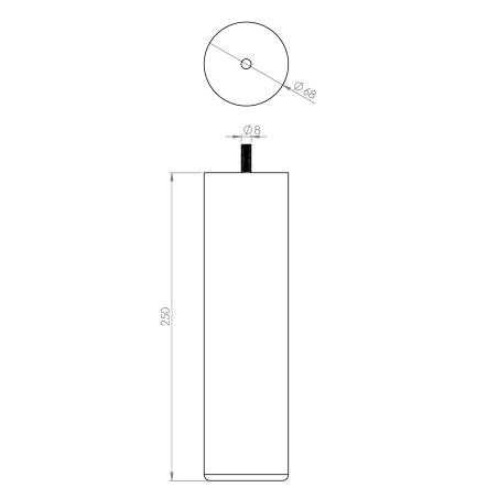 Pied de meuble rond hêtre brut Ø68 mm H250 mm