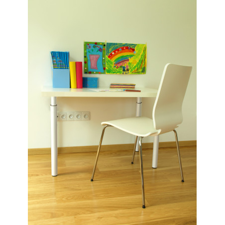 Pied Zoom rond réglable acier blanc Ø50-60 mm H700-1100 mm
