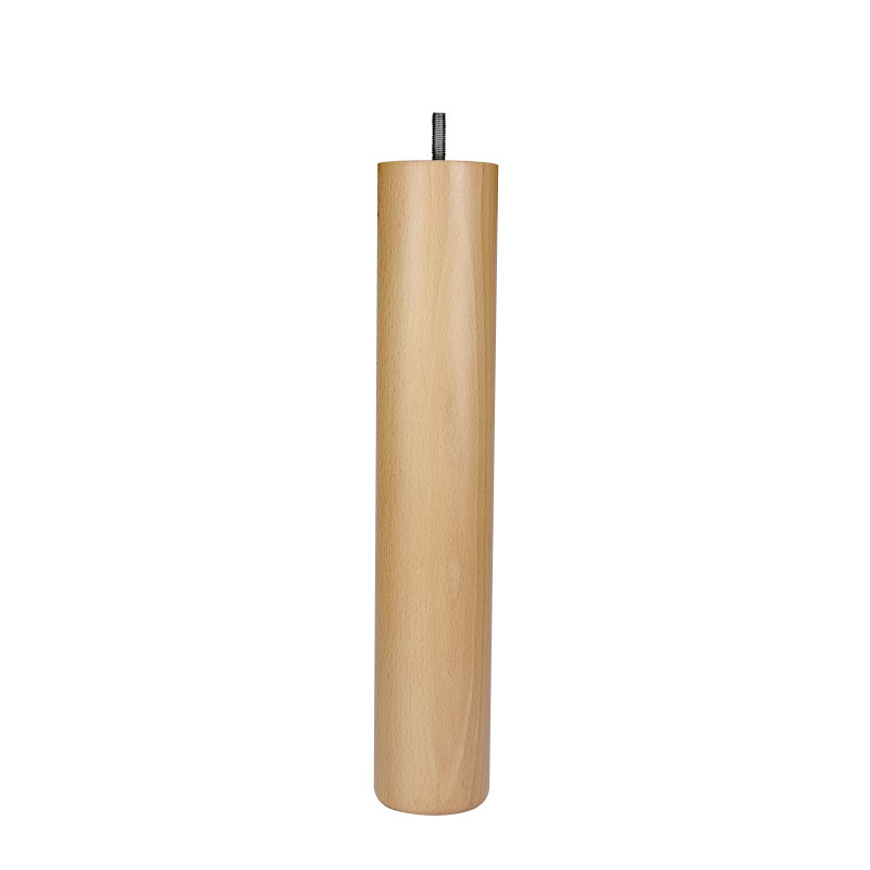 Pied de meuble rond hêtre verni Ø68 mm H360 mm