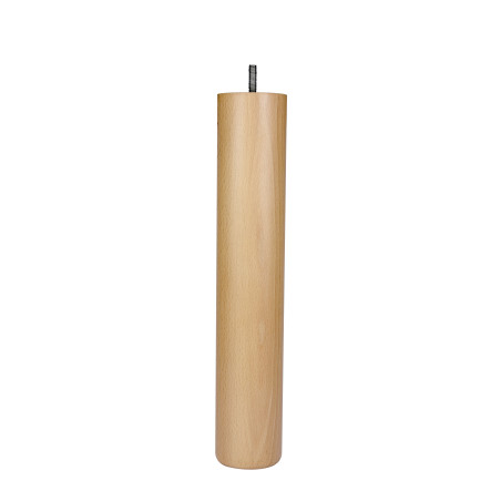 Pied de meuble rond hêtre verni Ø68 mm H360 mm