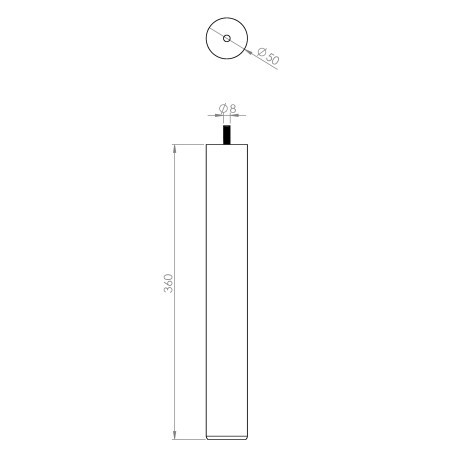 Pied de meuble rond hêtre verni Ø68 mm H360 mm
