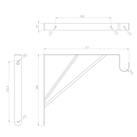 Console de penderie filaire acier noir 260x300 mm