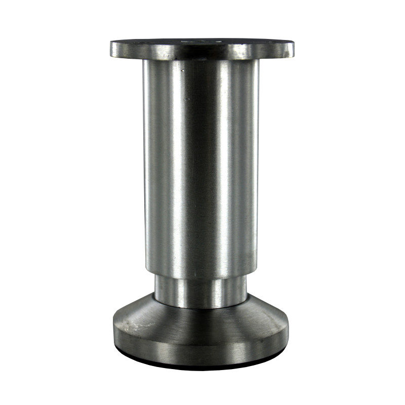 Pied de meuble réglable aluminium nickelé satiné Ø38 mm H120 mm