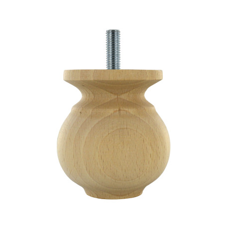 Lot de 4 pieds de meuble collerette hêtre brut Ø66 mm H70 mm
