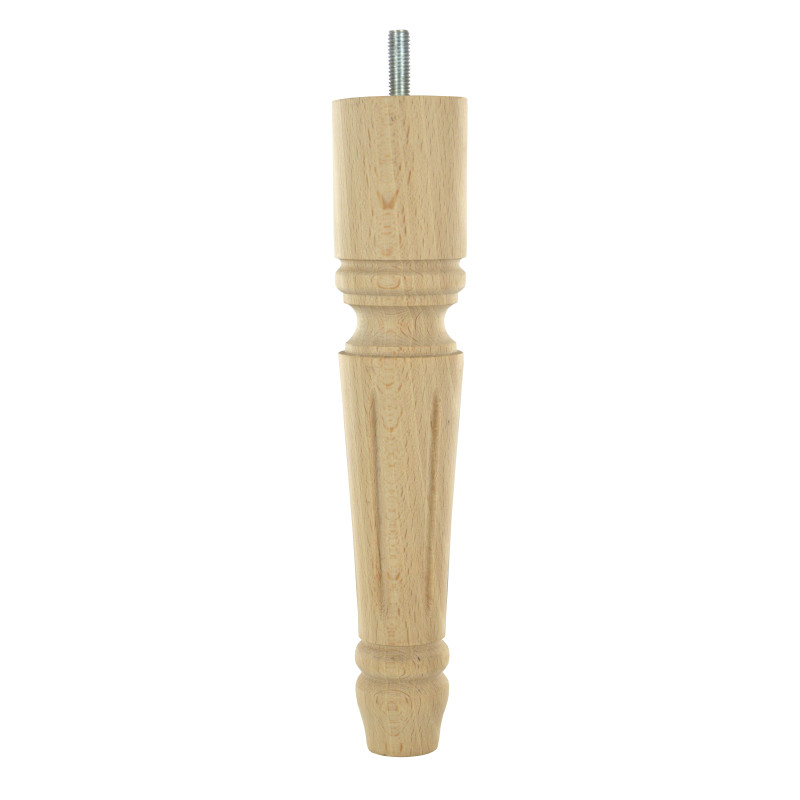 Pied de meuble cannelé hêtre brut Ø48 mm H230 mm