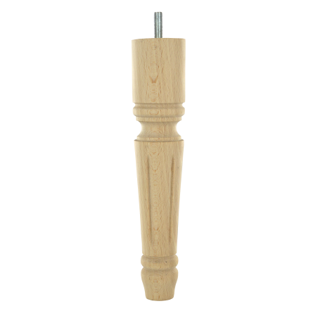 Pied de meuble cannelé hêtre brut Ø48 mm H230 mm