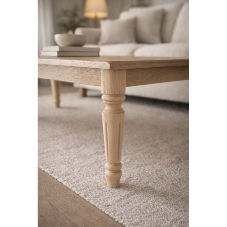 Pied de meuble cannelé hêtre brut Ø48 mm H230 mm