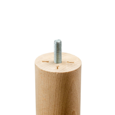 Pied de meuble cannelé hêtre brut Ø48 mm H230 mm
