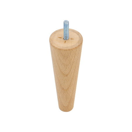 Pied de meuble fuseau hêtre brut Ø50 mm H150 mm