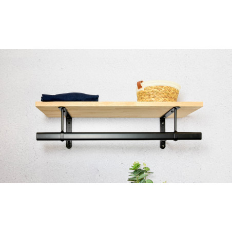 Équerre de penderie Basik acier noir 250 mm tube 30x15 mm