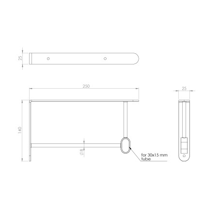 Équerre de penderie Basik acier noir 250 mm tube 30x15 mm
