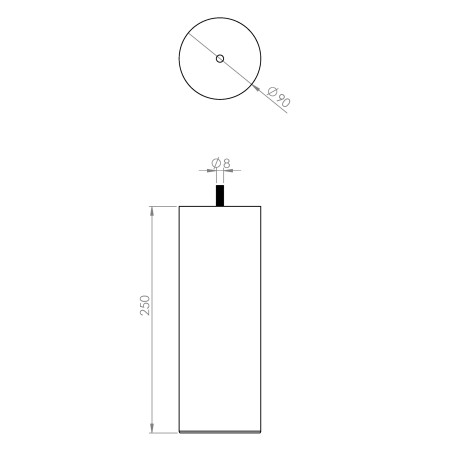 Pied de meuble rond hêtre teinté wengé Ø90 mm H250 mm