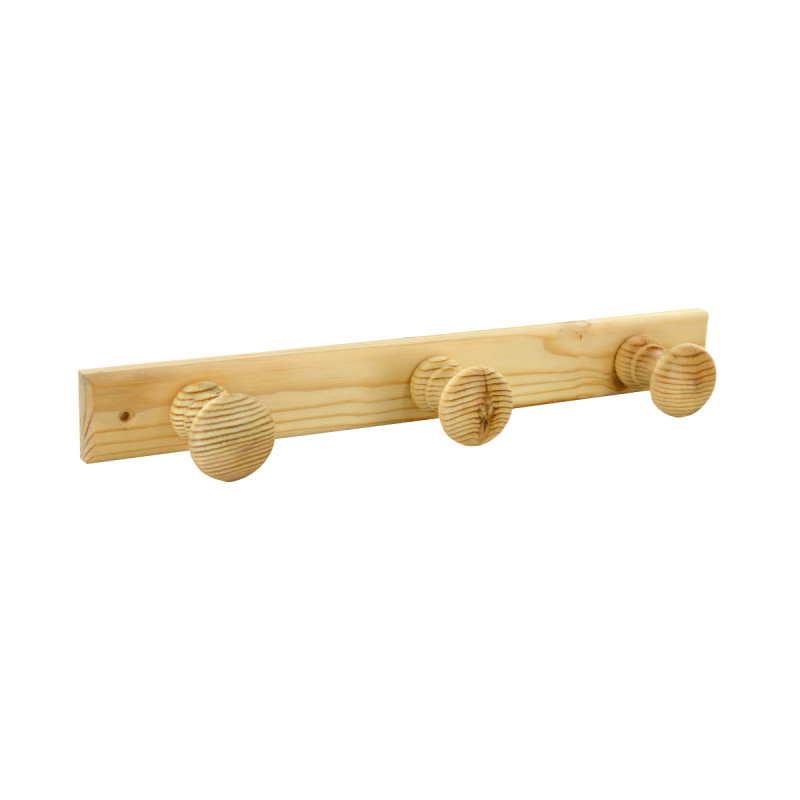 Patère Classic pin brut 3 têtes H350 mm
