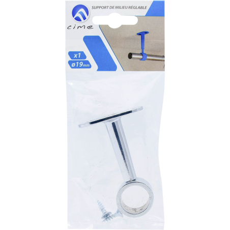 Support milieu réglable zamak chromé pour tube rond Ø19 mm