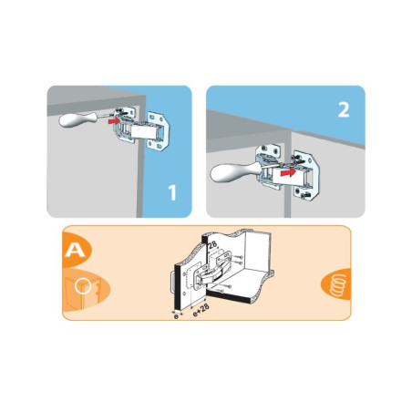 Lot de 6 charnières invisibles Easy à ressort nickelées