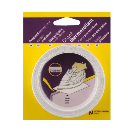 Bande de chant pré-encollée blanc brillant 23mm