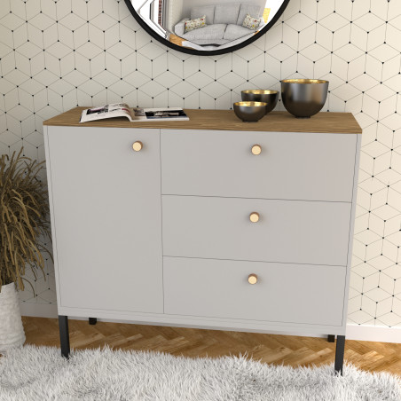 Bouton de meuble rond chêne beige Ø36 mm P22 mm