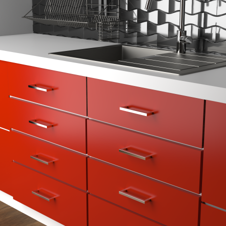 Poignée rectangle acier inox L138 mm entraxe 128 mm